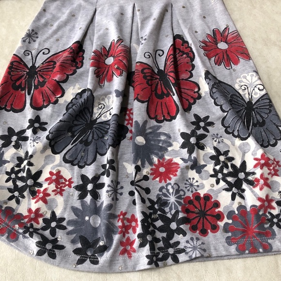 Limited Too Girls Black Gray With Butterflies Long-Sleeved Dress Size 10 - Picture 6 of 15